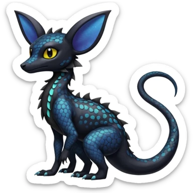 Anthropomorphic Scaley Exotic Salandit-Noibat-Umbreon-Fakémon-hybrid-creature (full body)  sticker