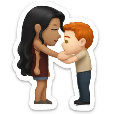 redhead kissing her boyfriend with black Hair sticker