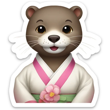 a otter face wearing traditional korean hanbok sticker