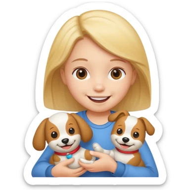 child with dog toy sticker