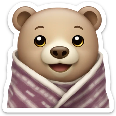 happy bear cozy in blanket sticker