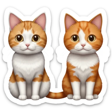 3 different coloured tiny short haired cats, including a dark brown tabby and white cat, and a dark grey and white and a ginger and white sticker
