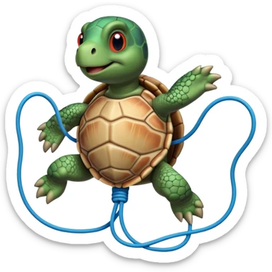 A turtle doing jumping ropes sticker