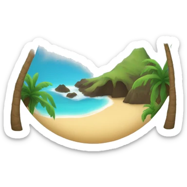 Hawaiian island with palm tree and ocean sticker