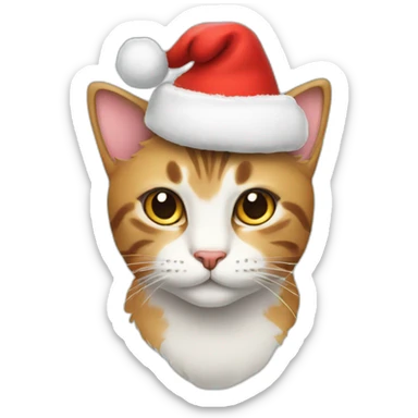 cat with christmas hat sticker