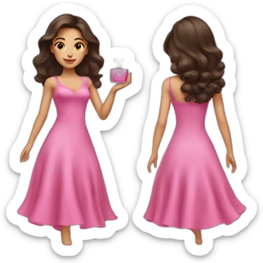 woman brunette with perfume dressed in pink dress sticker