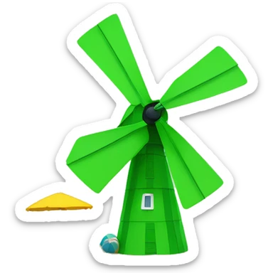 Please create a green windmill like the toy children play with at the beach sticker
