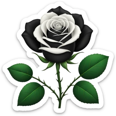 Black and white rose combine with stems sticker