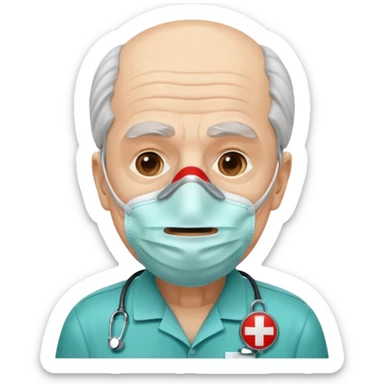 old man with simple ambulance mask  sticker