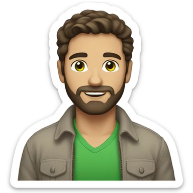 handsome brunette man with beard and green eyes light skin sticker