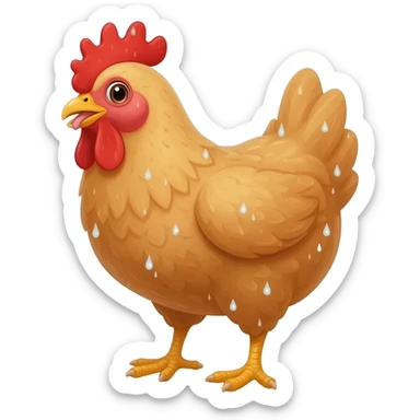 chicken with tounge sticking out peaches raining sticker