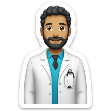medico 32 años, piel blanca, pelo negro ondulado y barba corta sticker