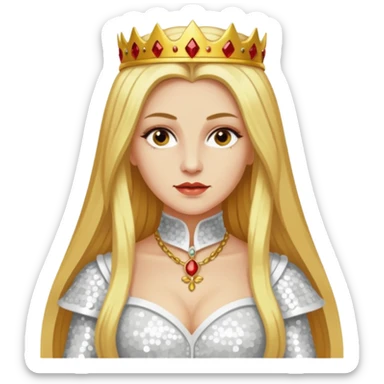 Katharina Siegel, Mistress of Vlad Tepes with long golden blonde hair, white sequin outfit sticker
