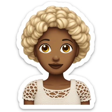 Mulher fazendo crochet sticker