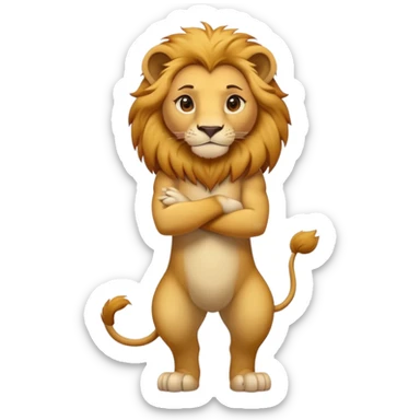 female anthropomorphised lion character standing confidently with arms folded sticker