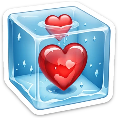a heart in a frozen cube sticker