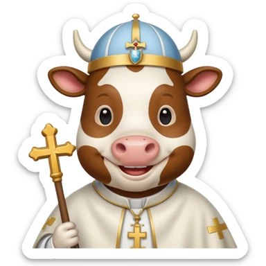 cow with a pope catholic outfit sticker