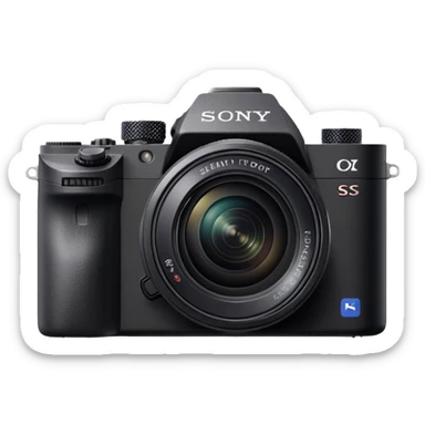 Minimal camera with 'Sony' text on the body, simple DSLR shape with small lens and Sony logo clearly visible sticker