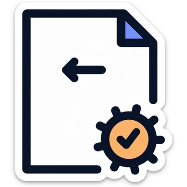 A document with a return arrow, representing a return policy sticker