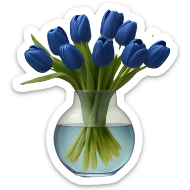 Navy blue tulips in glass vase  sticker