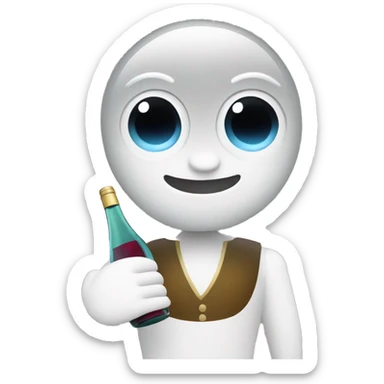 cute chatbot holding a bottle of wine sticker