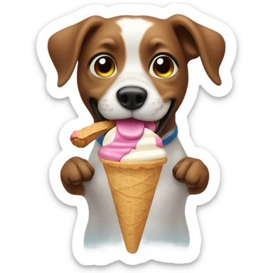 Dog eating ice cream sticker