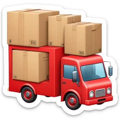 red delivery truck with packages sticker