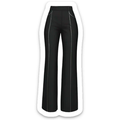 Realistic isolated side view of a pair of black high waist wide leg pants with silver pinstripes on them. sticker