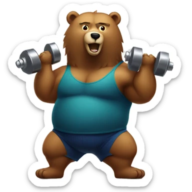 Bear lifting dumbells  sticker