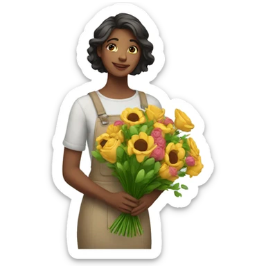 Florista with bouquet in hands sticker