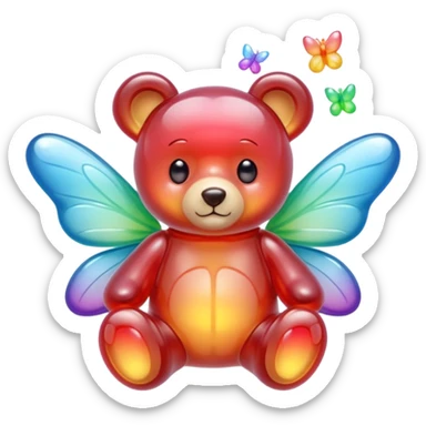 gummy teddy bear with fairy wings sticker