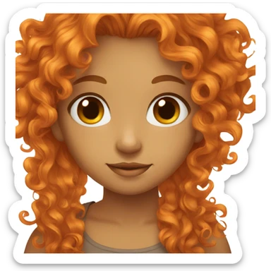 brown eyed orange curly hair girl  sticker