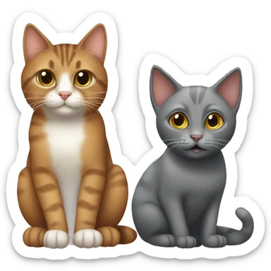 brown cat and grey cat sticker