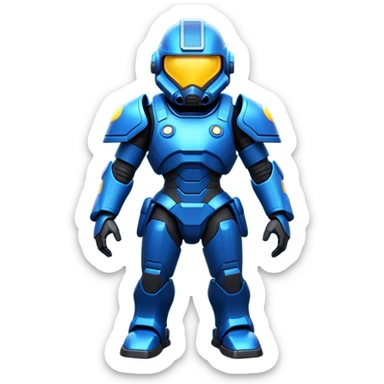 Clash of Clans aesthetic: Cinematic heroic Terran Marine Hero Emoji, rendered in a 3D vector-style similar to standard emojis with minimal shading and bold, simplified shapes. A compact, heroic isometric figure clad in futuristic power armor with signature energy accents, softly glowing with a cosmic battle charm. Simplified yet unmistakably iconic, highly detailed and consistent, glowing with a soft radiant shine and high gloss. Stylized with a touch of interstellar valor and a soft glowing outline, capturing the essence of an elite space warrior with a friendly, playful manner! sticker