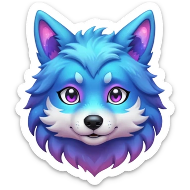 anthropomorphic anthro kawaii cute colorful shiny pastel nebula furry wolf-fursona furry  sticker