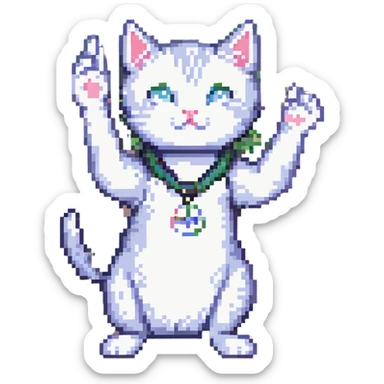 cat making a peace sign sticker