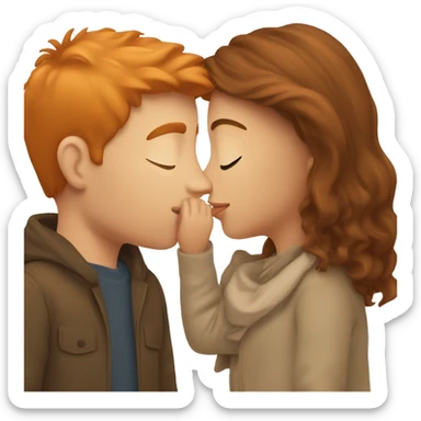 Brown hair girl kissing ginger guy sticker