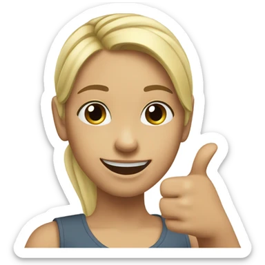 a girl with blonde ponytail thumbs up   sticker