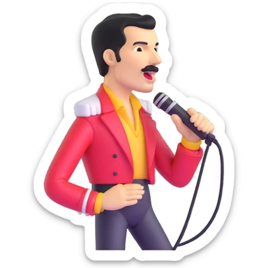 Freddie Mercury singing with microphone sticker