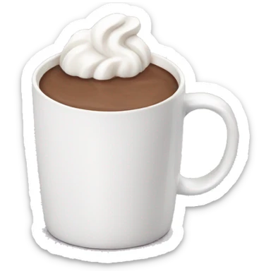 white mug with hot chocolate sticker