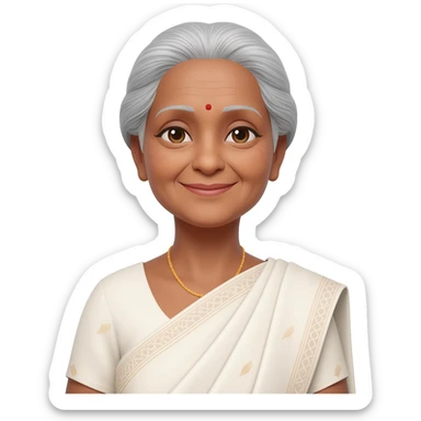 old lady in white saree sticker