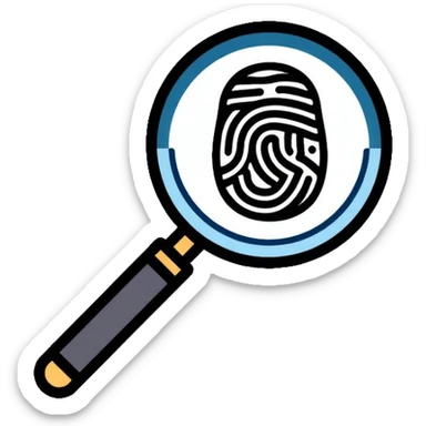 magnifying glass with fingerprint inside sticker