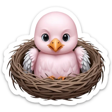 albino baby crow in nest sticker