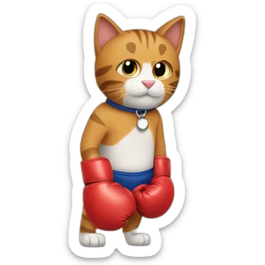 a cat in boxing gloves sticker