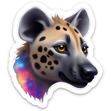 Cool powerful glowing galaxy colored hyena sticker