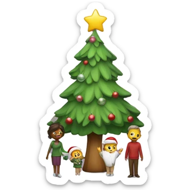 a christmas tree add a mom, dad and baby sticker