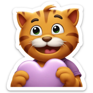 Garfield holding a heart sticker