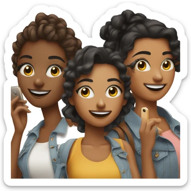 group of 3 influencers taking individual selfies or carrying shopping bags sticker