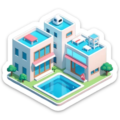 glowing tokyo airbnb style isometric sticker
