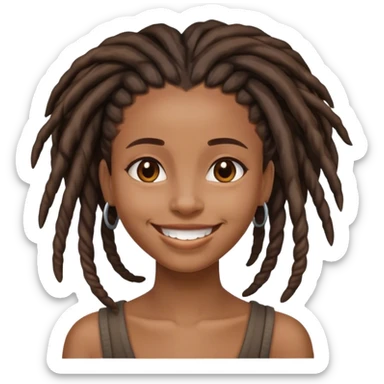 smiling pretty black girl with dreadlocks  sticker